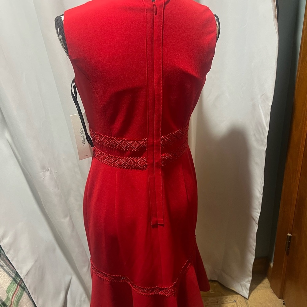 Calvin Klein Red Peplum Sheath Dress - Picture 5 of 8